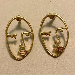 ✨ 3 FOR $20 - Gold Abstract Art Face Earrings